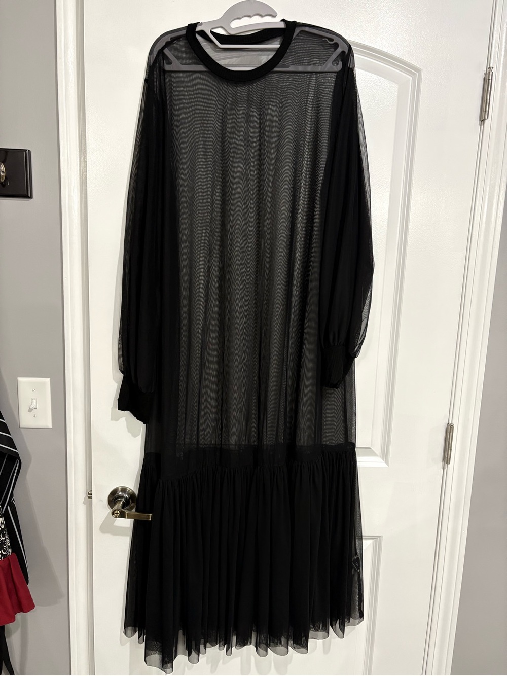 Black Sheer Long Sleeve Maxi Dress